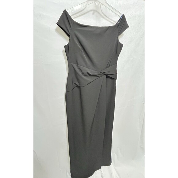 Ralph Lauren Womens 10 Black Off Shoulder Evening Gown Black Label - Picture 10 of 13